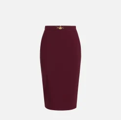Tailleur|Gonne|Elisabetta Franchi Gonna midi in crêpe stretch con morsetto RougeNoir