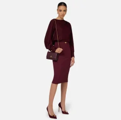 Tailleur|Gonne|Elisabetta Franchi Gonna midi in crêpe stretch con morsetto RougeNoir