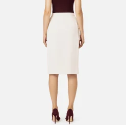 Gonne|Elisabetta Franchi Gonna midi in crêpe stretch con shorts Burro