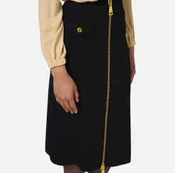 Gonne|Elisabetta Franchi Gonna midi in viscosa con zip Nero