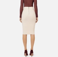 Gonne|Elisabetta Franchi Gonna midi in viscosa con catena Burro