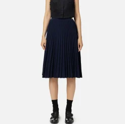 Gonne|Elisabetta Franchi Gonna midi in viscosa effetto plissé Navy