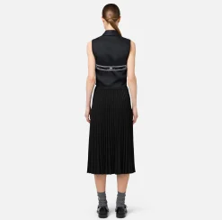 Gonne|Elisabetta Franchi Gonna midi in viscosa effetto plissé Nero