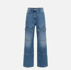 Jeans|Elisabetta Franchi Jeans cargo in cotone LightBlue