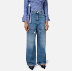 Jeans|Elisabetta Franchi Jeans cargo in cotone LightBlue
