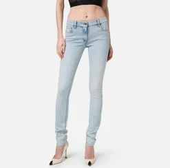 Jeans|Elisabetta Franchi Jeans skinny in cotone stretch con placca logo Lightdenim