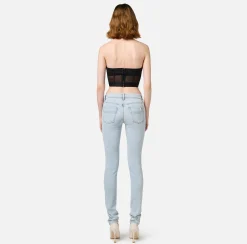 Jeans|Elisabetta Franchi Jeans skinny in cotone stretch con placca logo Lightdenim