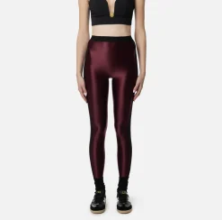 Pantaloni E Shorts|Elisabetta Franchi Leggings in lycra lucida con elastico logato RougeNoir