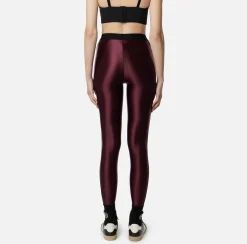 Pantaloni E Shorts|Elisabetta Franchi Leggings in lycra lucida con elastico logato RougeNoir