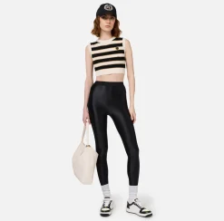 Pantaloni E Shorts|Elisabetta Franchi Leggings in lycra lucida con elastico logato Nero