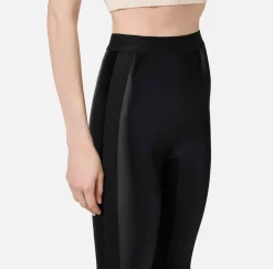 Pantaloni E Shorts|Elisabetta Franchi Leggings in lycra lucida con elastico logato Nero