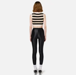 Pantaloni E Shorts|Elisabetta Franchi Leggings in lycra lucida con elastico logato Nero