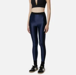 Pantaloni E Shorts|Elisabetta Franchi Leggings in lycra lucida con elastico logato Navy