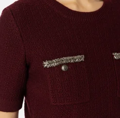 Maglieria E Felpe|Elisabetta Franchi Maglia cropped in lana bouclé con ricamo RougeNoir