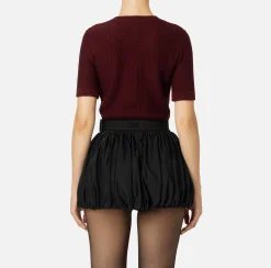 Maglieria E Felpe|Elisabetta Franchi Maglia cropped in lana bouclé con ricamo RougeNoir