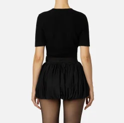 Maglieria E Felpe|Elisabetta Franchi Maglia cropped in lana bouclé con ricamo Nero