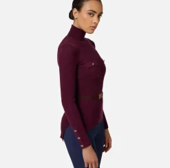 Maglieria E Felpe|Elisabetta Franchi Maglia dolcevita in lyocell e seta a costine con ricamo logo RougeNoir