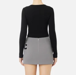 Maglieria E Felpe|Elisabetta Franchi Maglia girocollo in viscosa e lurex a costine Nero