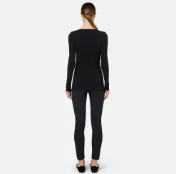 Top, T-Shirt & Body|Elisabetta Franchi Maglia in jersey con drappeggio Nero