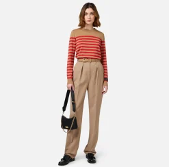 Maglieria E Felpe|Elisabetta Franchi Maglia in lana a righe Camel/RedPassion