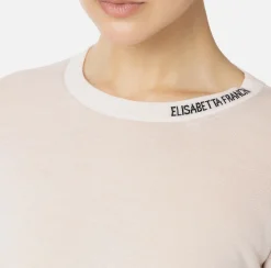 Maglieria E Felpe|Elisabetta Franchi Maglia in lana merino con logo jacquard in contrasto Lattice