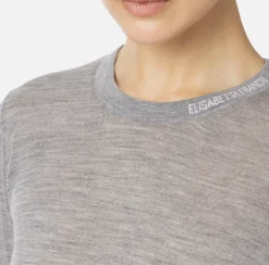Maglieria E Felpe|Elisabetta Franchi Maglia in lana merino con logo jacquard in contrasto Grigiomelange