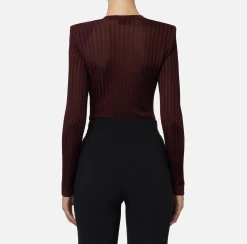 Maglieria E Felpe|Elisabetta Franchi Maglia in viscosa lucida a costine RougeNoir