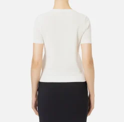 Maglieria E Felpe|Elisabetta Franchi Maglia in viscosa punto rete con intarsio Avorio