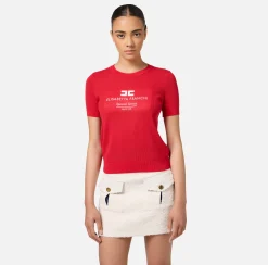 Maglieria E Felpe|Elisabetta Franchi Maglia in viscosa punto rete con intarsio RedPassion