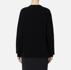 Maglieria E Felpe|Elisabetta Franchi Maglia incrociata in lana con logo Nero/Burro