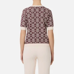 Maglieria E Felpe|Elisabetta Franchi Maglia logo in viscosa jacquard RougeNoir/Burro