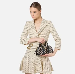 Valigeria|Borse A Mano|Elisabetta Franchi Mini Bauletto Monogram Travel Nero/Burro