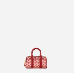 Valigeria|Borse A Mano|Elisabetta Franchi Mini Bauletto Monogram Travel Burro/Rosso