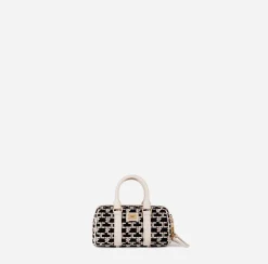 Valigeria|Borse A Mano|Elisabetta Franchi Mini Bauletto Monogram Travel Burro/Nero