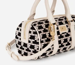 Valigeria|Borse A Mano|Elisabetta Franchi Mini Bauletto Monogram Travel Burro/Nero