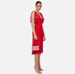 Borse A Tracolla|Elisabetta Franchi Mini Tracolla Monogram Burro/Rosso