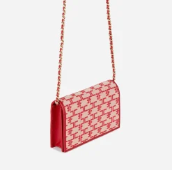 Borse A Tracolla|Elisabetta Franchi Mini Tracolla Monogram Burro/Rosso