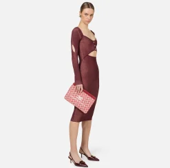 Clutch|Elisabetta Franchi Mini Trousse Monogram Burro/Rosso