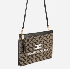 Clutch|Elisabetta Franchi Mini Trousse Monogram Liquirizia/Nero