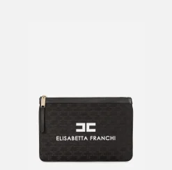 Clutch|Elisabetta Franchi Mini Trousse Monogram Nero