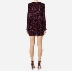 Red Carpet|Abiti Red Carpet|Elisabetta Franchi Miniabito boxy in ciniglia ricamata con pailettes RougeNoir