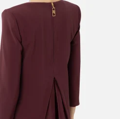 Mini Abiti|Abiti|Elisabetta Franchi Miniabito boxy in crêpe con inserto in vela RougeNoir