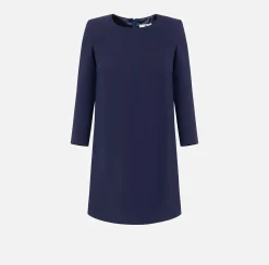 Mini Abiti|Abiti|Elisabetta Franchi Miniabito boxy in crêpe con inserto in vela Navy