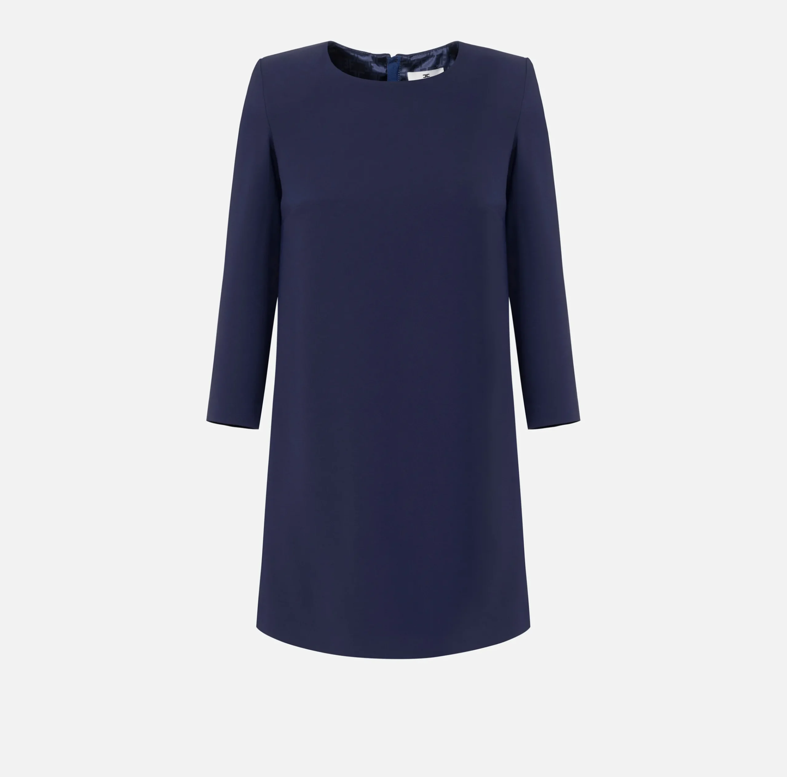 Mini Abiti|Abiti|Elisabetta Franchi Miniabito boxy in crêpe con inserto in vela Navy