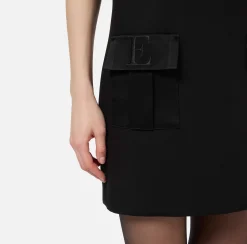 Mini Abiti|Abiti|Elisabetta Franchi Miniabito boxy in crêpe con tasche Nero