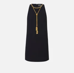 Mini Abiti|Abiti|Elisabetta Franchi Miniabito boxy in crêpe con collana Nero