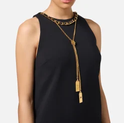 Mini Abiti|Abiti|Elisabetta Franchi Miniabito boxy in crêpe con collana Nero