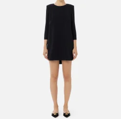 Mini Abiti|Abiti|Elisabetta Franchi Miniabito boxy in crêpe con inserto in vela Nero