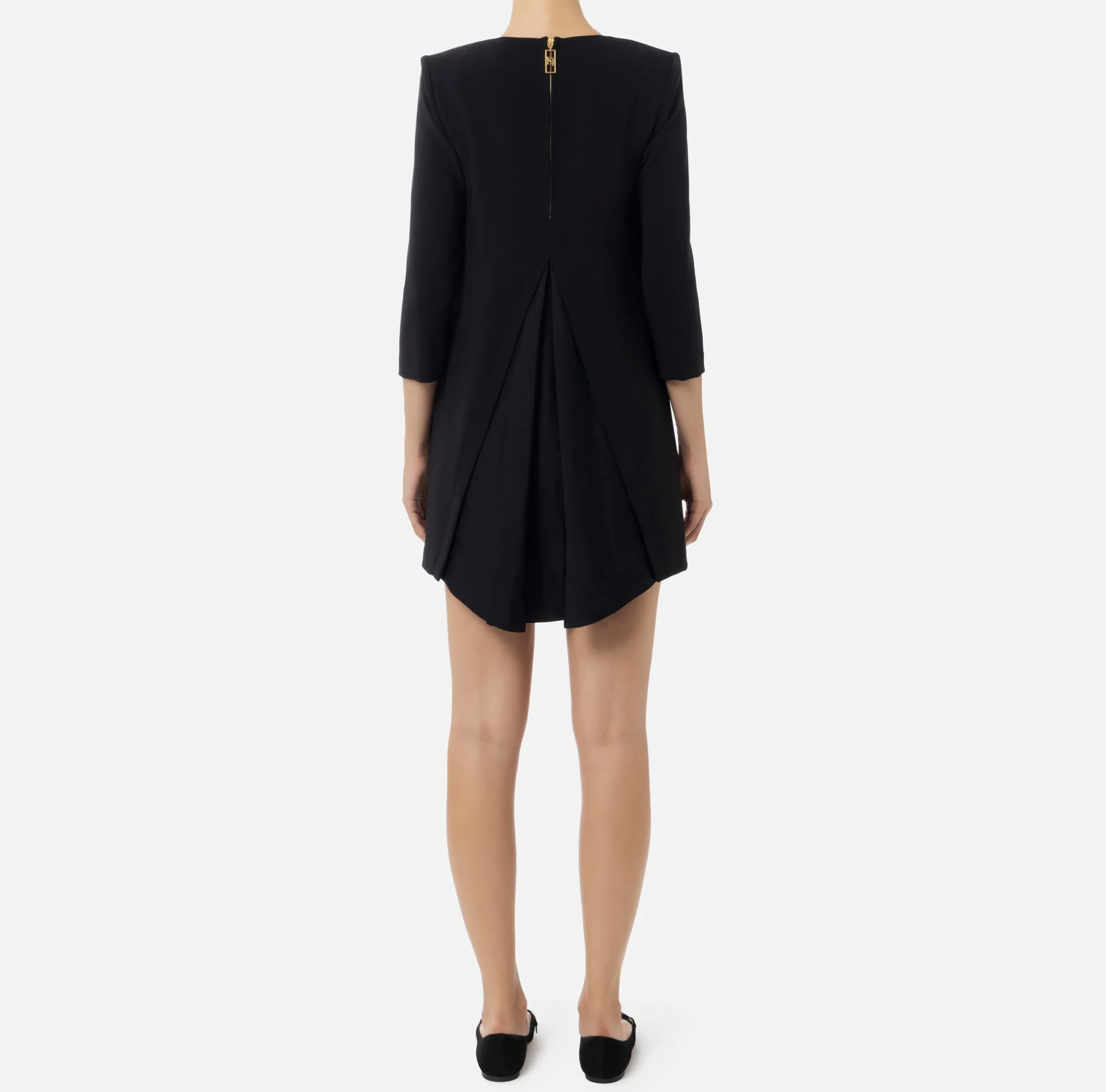 Mini Abiti|Abiti|Elisabetta Franchi Miniabito boxy in crêpe con inserto in vela Nero