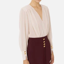 Mini Abiti|Abiti|Elisabetta Franchi Miniabito in crêpe con blusa in georgette Lattice/RougeNoir